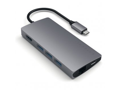 USB Hub Satechi USB-C Multi-Port Adapter (HDMI 4K, 3x USB 3.0, USB-C, MicroSD, SD, Ethernet V2) - šedá