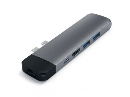 USB Hub Satechi USB-C PRO Hub (HDMI 4K, Pass Through Charging, 1x USB 3.0, 1x MicroSD, Ethernet) - šedý