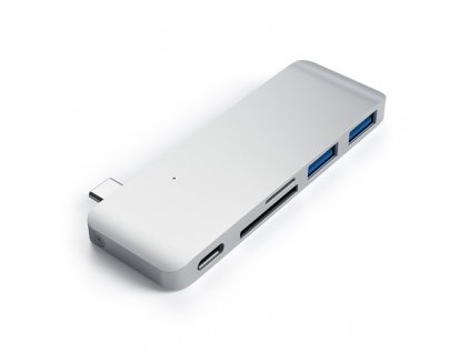USB Hub Satechi USB-C Passthrough USB Hub (2x USB 3.0, USB-C, SD, MicroSD) - stříbrný