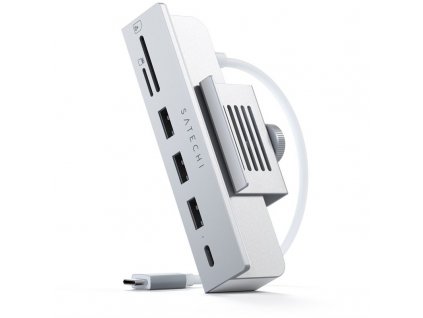 USB Hub Satechi USB-C Clamp Hub iMac 24inch (2021) (1x USB-C, 3x USB-A 3.0, Micro/SD) - stříbrný