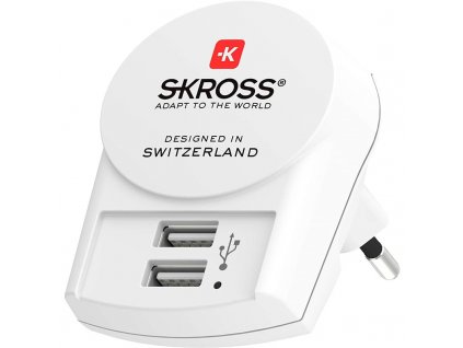 Cestovní adaptér SKROSS pro použití v Evropě pro 2 USB