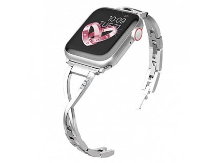 Řemínek WG úzký, kovový, na Apple Watch 42/44/45 mm - stříbrný