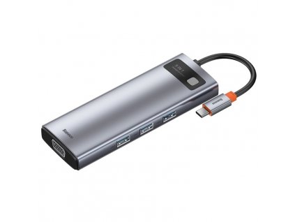 Dokovací stanice Baseus Metal Gleam Series 9v1 HUB USB-C (USB-C PD 100W, 3x USB 3.0, HDMI, VGA, RJ45, SD/TF port)