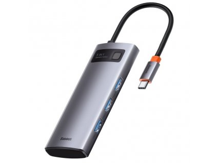Dokovací stanice Baseus Metal Gleam Series 5v1 HUB USB-C (USB-C PD 100W, 3x USB 3.0, HDMI)