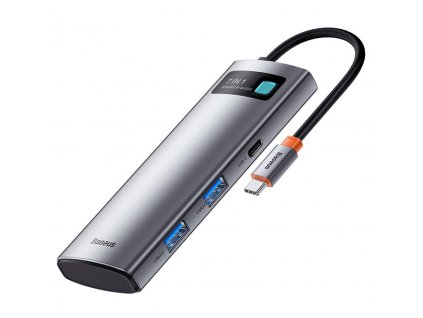Dokovací stanice Baseus Metal Gleam Series 7v1 HUB USB-C (USB-C PD 100W, USB-C, 2x USB 3.0, HDMI, SD/TF port)