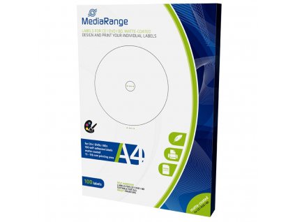 Etikety MediaRange CD/DVD/Blu-ray 15mm - 118mm 50 listů(100 etiket)
