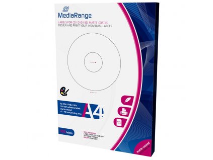 Etikety MediaRange CD/DVD/Blu-ray 41mm - 118mm 50 listů(100 etiket)