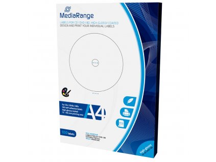 Etikety MediaRange CD/DVD/Blu-ray High-Glossy 15mm - 118mm 50 listů(100 etiket)