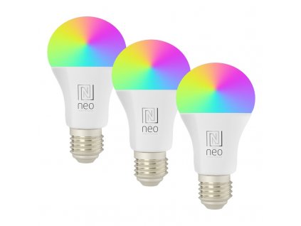 Chytrá žárovka IMMAX NEO SMART E27 11W RGB+CCT barevná a bílá, stmívatelná, Zigbee, TUYA, 3ks
