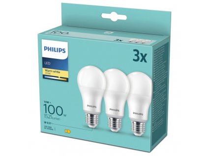 Žárovka LED Philips klasik, 13W, E27, teplá bílá, 3ks