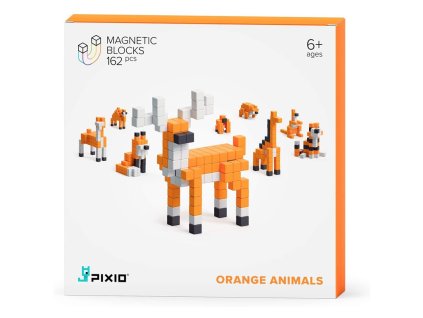 Stvebnice PIXIO Orange Animals magnetická