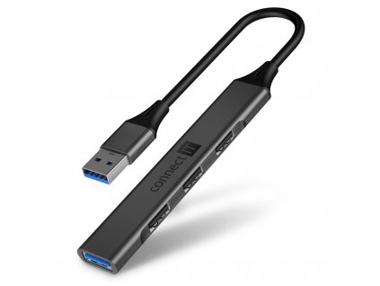 USB Hub Connect IT USB-A (1xUSB-A 3.0, 3xUSB-A 2.0) - šedý