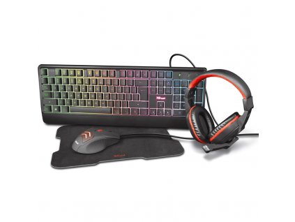 Herní set Trust ZIVA 4-in-1 Gaming Bundle - set klávesnice a myši, sluchátek a podložky k myši