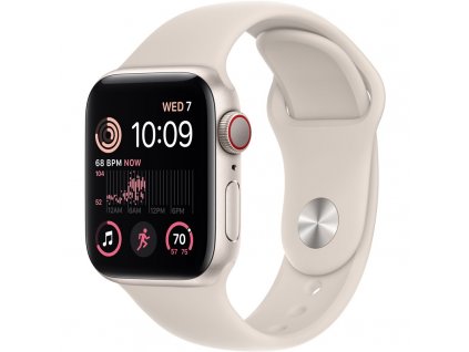 Chytré hodinky Apple Watch SE 2022 GPS + Cellular 44mm pouzdro z hvězdně bílého hliníku - hvězdně bílý sportovní řemínek
