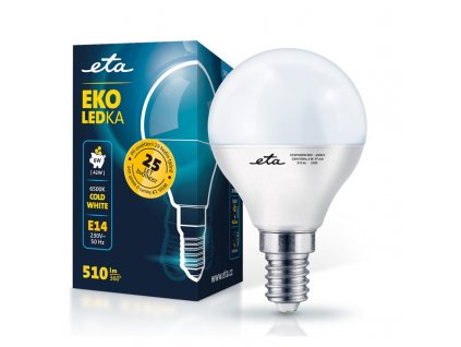 Žárovka LED ETA EKO LEDka mini globe 6W, E14, studená bílá