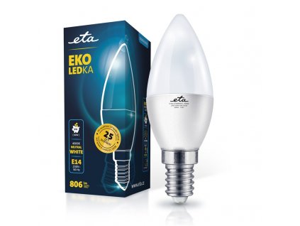 Žárovka LED ETA EKO LEDka svíčka 8W, E14, neutrální bílá