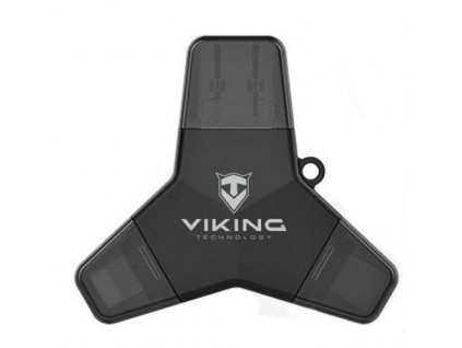 Flash USB Viking 64GB, USB/USB-C/Micro USB/Lightning - černý