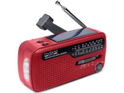 Radiopřijímač MUSE MH-07 DS s dynamem, červený