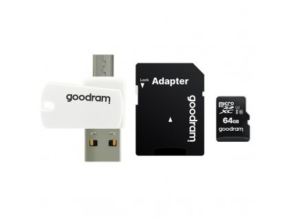 Paměťová karta Goodram MicroSDXC 64GB 10 UHS I All in One + adaptér + čtečka