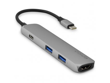 USB Hub Epico USB-C/4K HDMI, USB-C 3.0 PD 60W, 2x USB - šedý