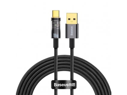 Kabel Baseus Explorer Series USB-A/USB-C s inteligentním vypnutím 100 W, 2m - černý