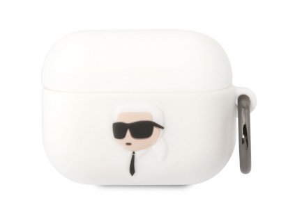 Pouzdro Karl Lagerfeld 3D Logo NFT Karl Head na Airpods Pro - bílé