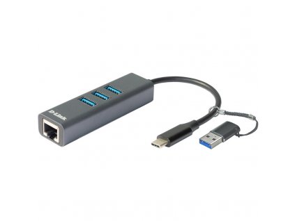 Síťová karta D-Link USB-C/USB 3.0 na Gigabit ethernet a 3x USB 3.0