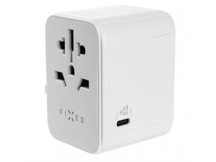 Cestovní adaptér FIXED pro EU, UK a USA/AUS, s 1xUSB-C a 2xUSB výstupem, GaN, PD 30W