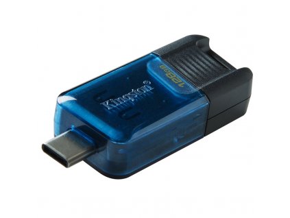 Flash USB Kingston DataTraveler 80 M 128GB, USB-C USB-C - černý/modrý