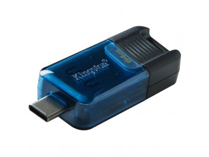 Flash USB Kingston DataTraveler 80 M 64GB, USB-C USB-C - černý/modrý