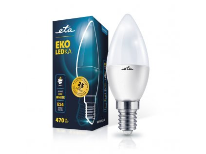 Žárovka LED ETA EKO LEDka svíčka 5,5W, E14, studená bílá