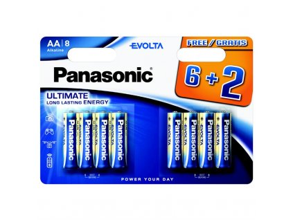 Baterie alkalická Panasonic Evolta AA, LR06, blistr 6+2ks