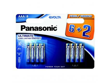 Baterie alkalická Panasonic Evolta AAA, LR03, blistr 6+2ks