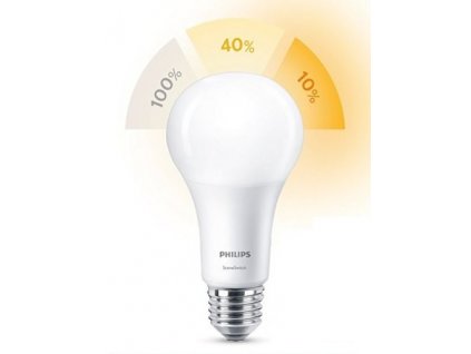 Žárovka LED Philips SceneSwitch, klasik, 3,5 – 7 – 14 W, E27, teplá bílá