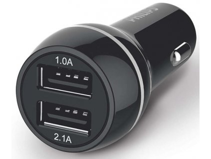 Adaptér do auta Philips DLP2357, 2x USB, 3,1A - černý