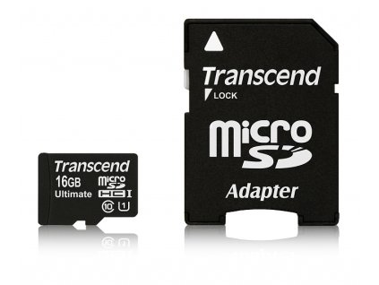 Paměťová karta Transcend MicroSDHC 16GB UHS-I U1 (90MB/s) + adapter