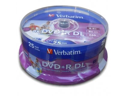 Disk Verbatim DVD+R DualLayer, 8,5GB, 8x, printable, 25cake