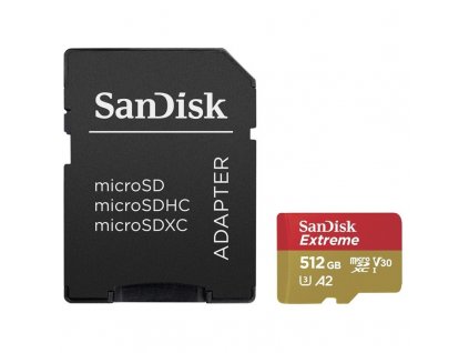 Paměťová karta Sandisk Micro SDXC Extreme 512GB UHS-I U3 (160R/90W) + adapter