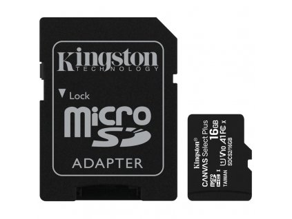 Paměťová karta Kingston Canvas Select Plus MicroSDHC 16GB UHS-I U1 (100R/10W) + adapter