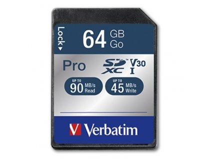 Paměťová karta Verbatim Pro SDXC 64GB UHS-I V30 U3 (90R/45W)