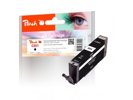 Inkoustová náplň Peach Canon CLI-551BK, 8,5 ml kompatibilní - černá