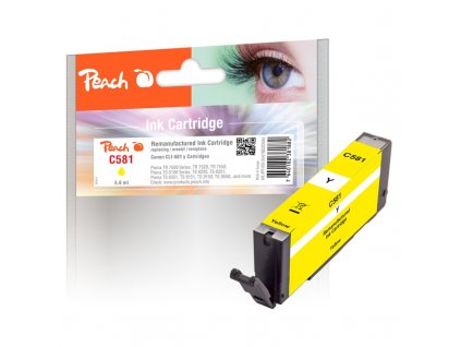 Inkoustová náplň Peach Canon CLI-518, 5,6ml, kompatibilní - žlutá