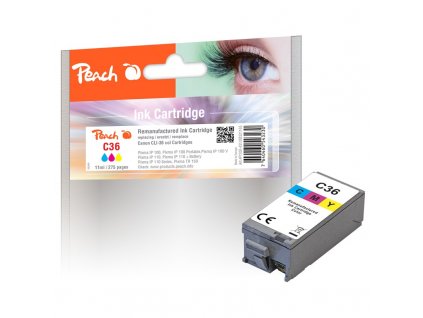 Inkoustová náplň Peach Canon CLI-36, 11ml, kompatibilní - CMY