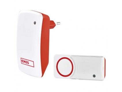 Zvonek bezdrátový EMOS P5750 bezbateriový - bílý/červený