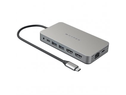 USB Hub HyperDrive Dual 4K HDMI 10v1 USB-C - stříbrný