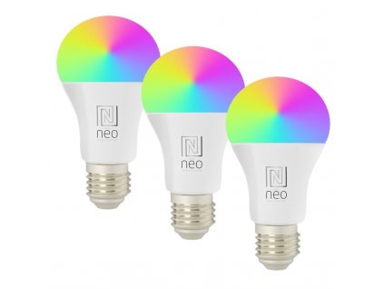 Chytrá žárovka IMMAX NEO LITE SMART LED E27 9W RGB+CCT barevná a bílá, stmívatelná, WiFi, 3ks