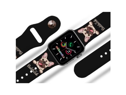 Řemínek Mi-Band na Apple Watch 38/40/41 mm - motiv Buldoček na černé, černý