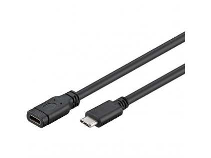Kabel PremiumCord USB-C/USB-C, M/F, prodlužovací, 2m - černý