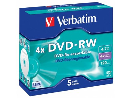 Disk Verbatim DVD-RW 4,7GB, 4x, jewel case 5 ks