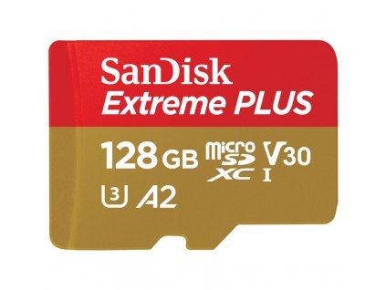 Paměťová karta SanDisk Micro SDHC Extreme Plus 128GB UHS-I U3 (200R/90W) + adaptér